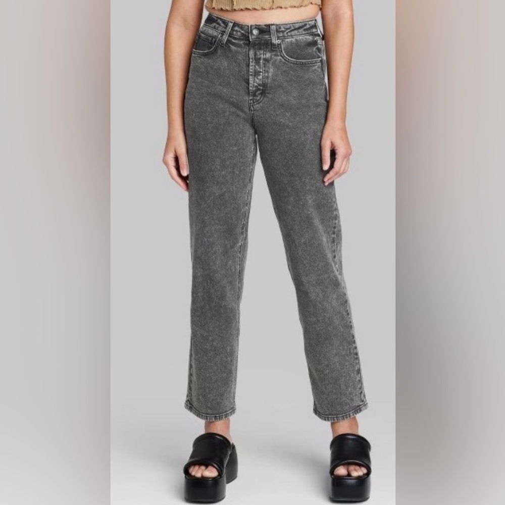 wild fable High Rise Straight Leg Jeans in Washed Gray